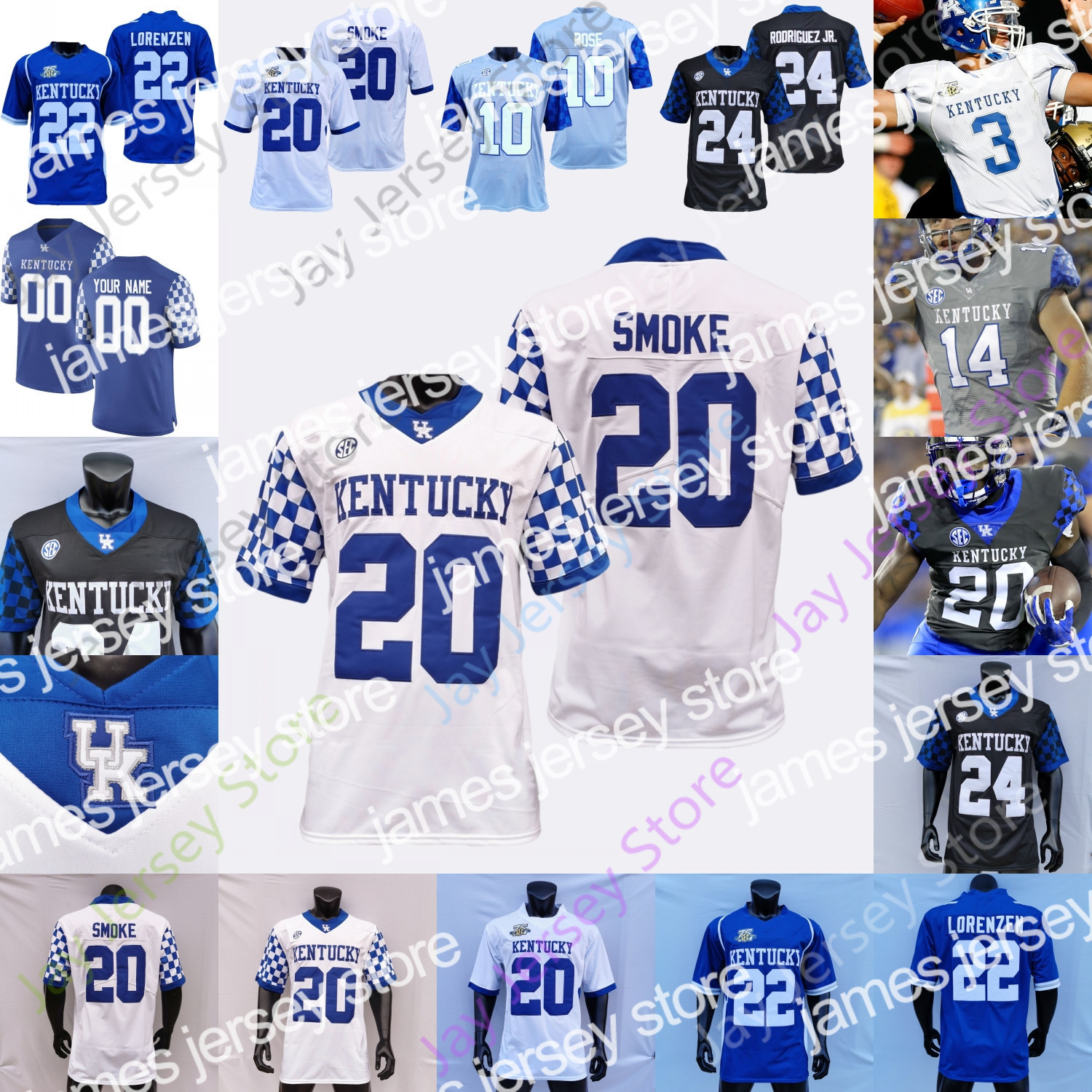 James Custom Kentucky Wildcats Football Jersey NCAA College Randall Cobb Josh Ali Beau Allen Rodriguez Jr. Michael Drennen II Robinson Isaiah Epp