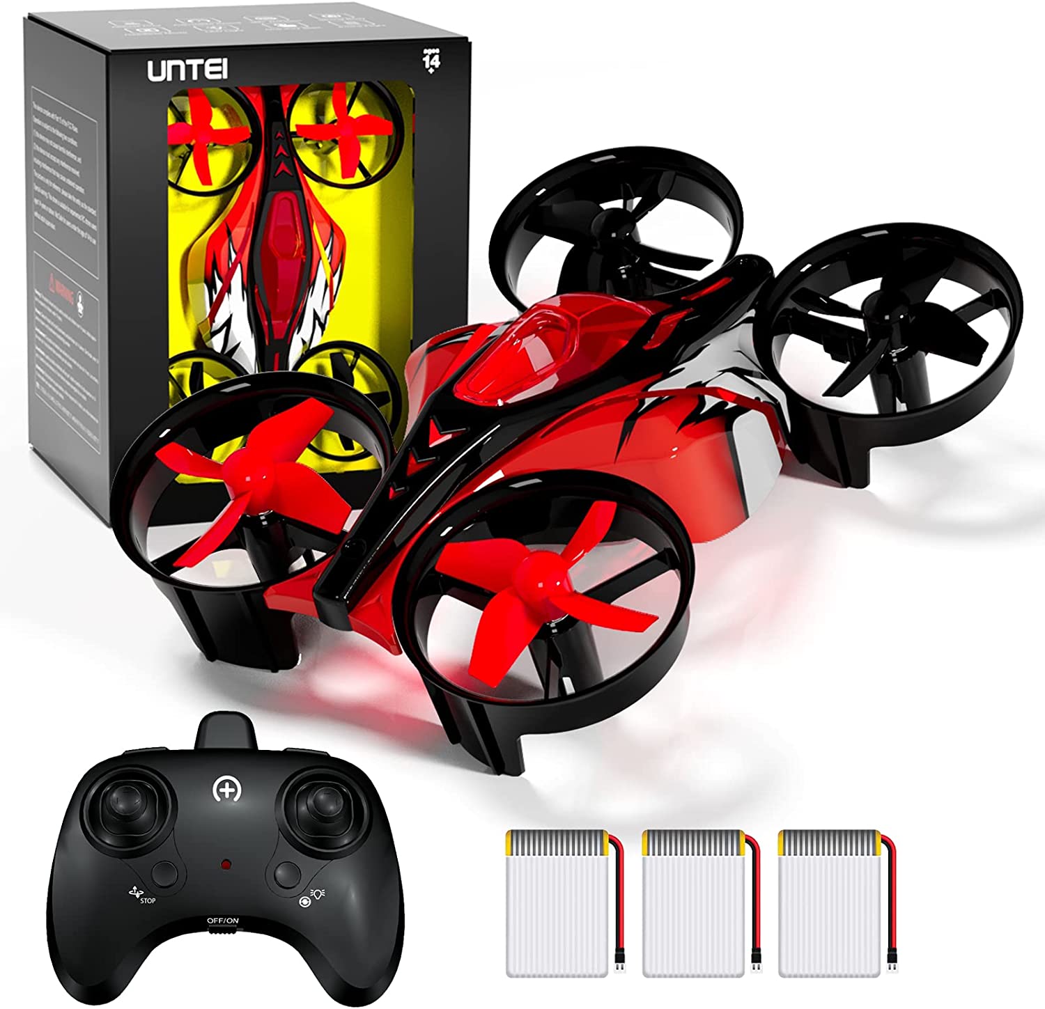 2 In 1 Mini Drone for Kids Remote Control Drones with Land Mode or Fly Mode - Red-image-788862257