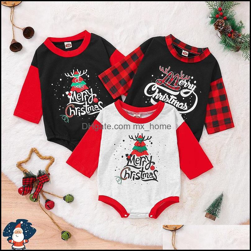 

Rompers JumpsuitsRompers Baby Kids Clothing Baby Maternity Girls Boys Christmas Tree Letter Print Romper Infan Dhu5H, Black