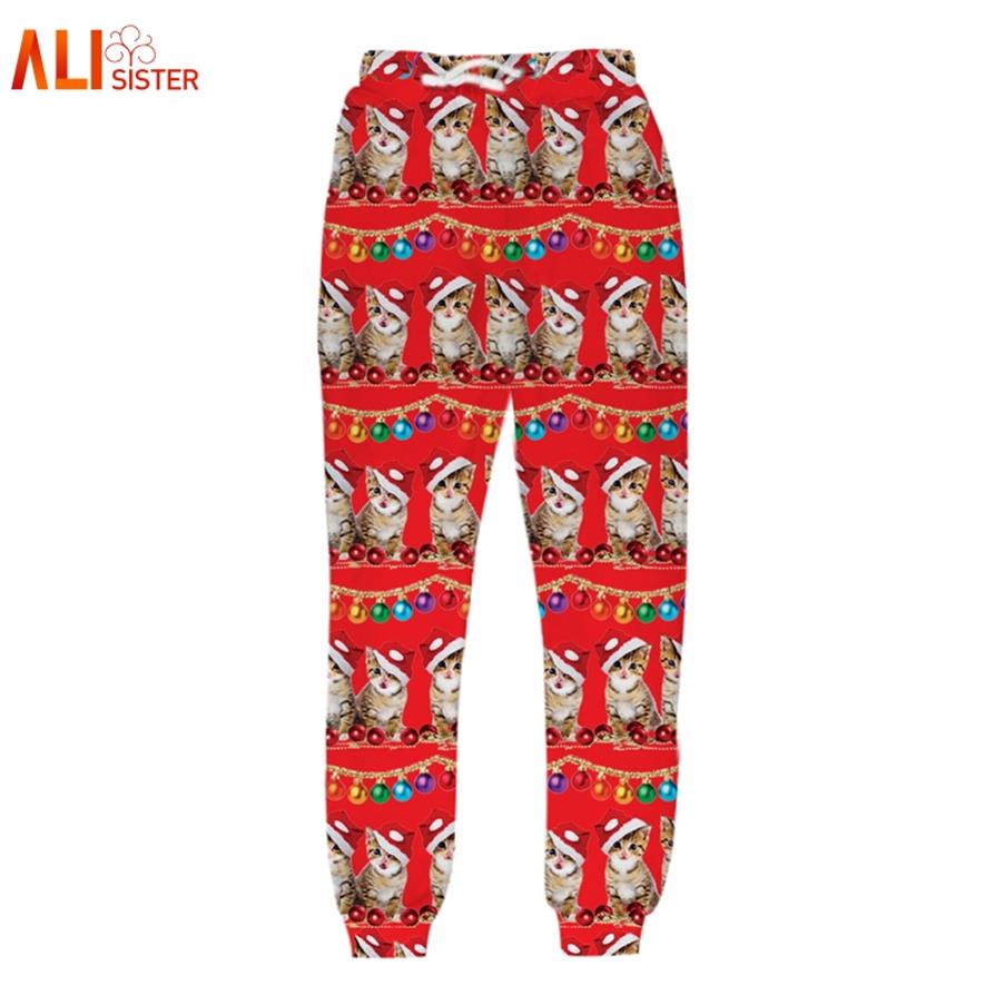 

Whole- Alisister Unisex Christmas Pants Men Women 3D Printed Galaxy Cats Trousers Funny Sweatpants Casual Sweat Pants Joggers 215r, Beige