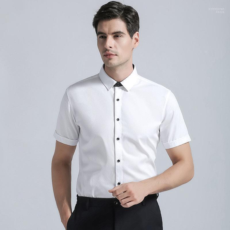 

Fashion 2022 Brand Arrival Men's Dress Shirts Cotton Blend Short Sleeves Classic Solid Color Business Casual Shirt Eldd22, Black