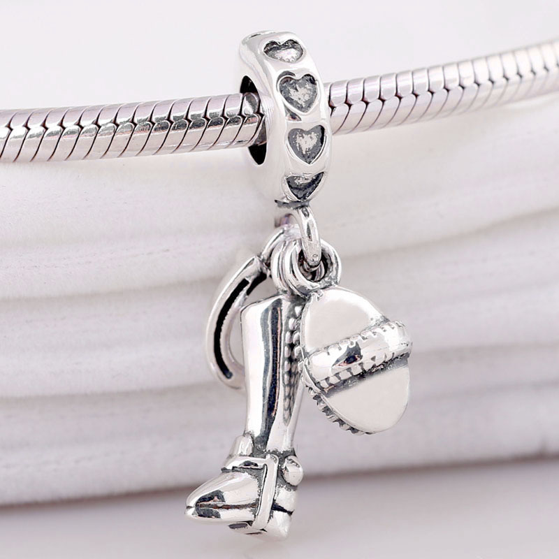 925 Sterling Silver Dangle Charm Vintage Cheval Équestre Amoureux Pendentif Perle Fit Pandora Charms Bracelet DIY Bijoux Accessoires