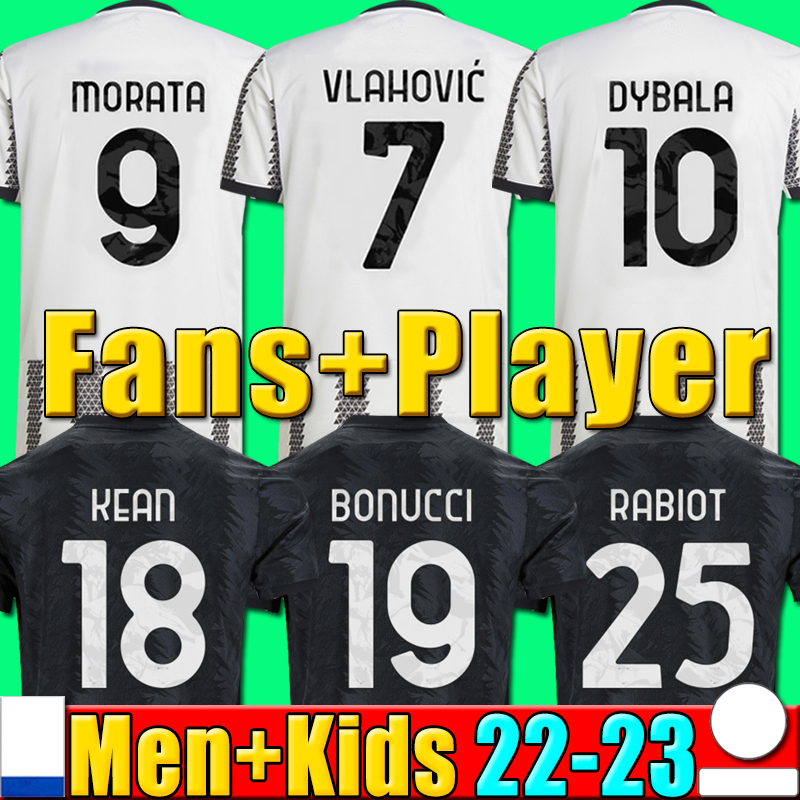 

22 23 juventus SOCCER jerseys home player verson VLAHOVIC 7 DE LIGT 4 CHIESA 22 DYBALA 10 LOCATELLI 27 MORATA 9 DEAN 18 ZAKARIA 28 2022 2023 kids jersey football shirts, P10 22 23 away kids