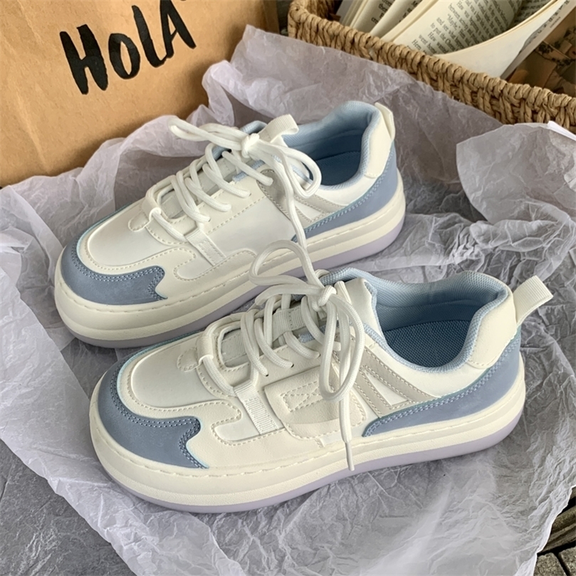 

Sneakers Wanita Baru Korea Musim Semi Kasual Platform Olahraga Vulkanisir Sepatu Datar Keranjang Tenis Lolita Fashion Karet 220611, Green