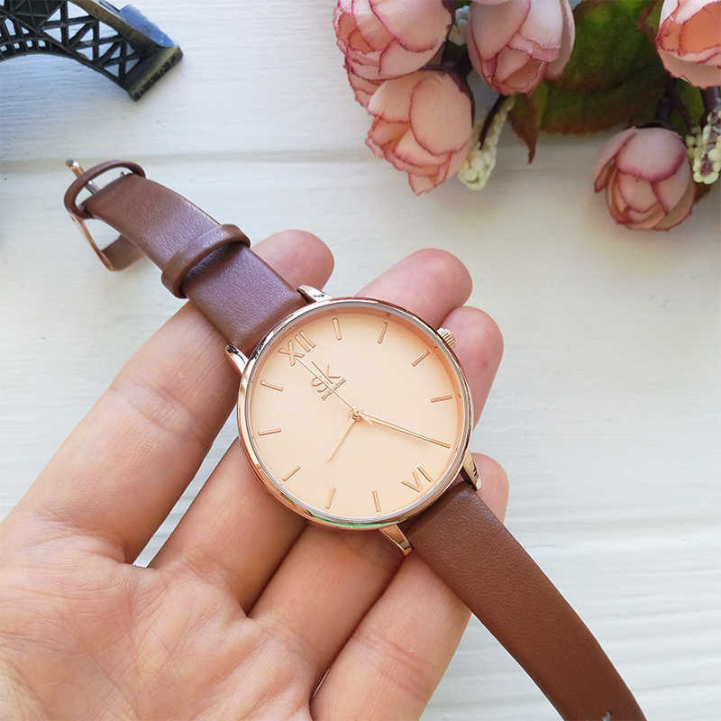 

Watches Luxury Brand Wristwatch Leather Women Watch Fashion Ladies Geneva Quartz Clock New SK, Black
