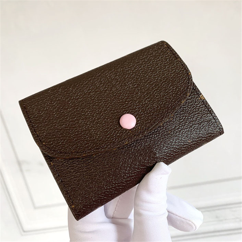 

Luxury Womens Designer Wallet Purse Bag Fashion Short Wallets Handbag Brand Classic Old Flowers Leather Credit Card Holder Zippy Coin Purses, Red