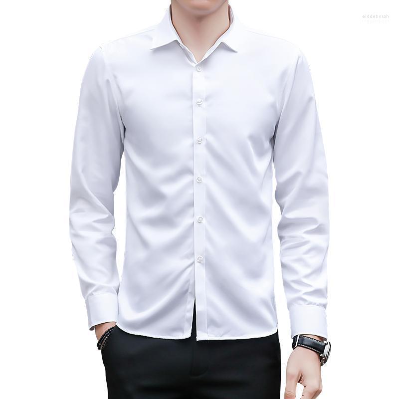 

Men's Shirts Fashion Personality Mens Casual Slim Long-sleeved Shirt Top Blouse Black White Men Style Office Cotton Eldd22