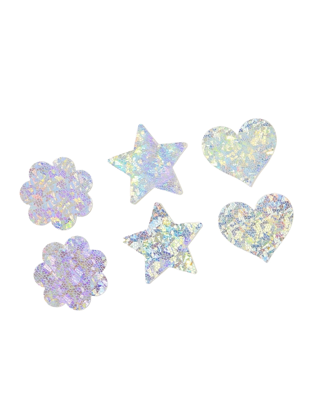 

3pairs Flower & Heart & Round Shape Sparkly Glitter Nipple Covers s5EM#, Silver