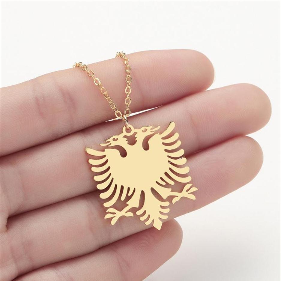 

Pendant Necklaces WANGAIYAO Stainless Steel Accessories Albanian Eagle Golden Necklace Couple Fashion Personality Item Jewelry228n