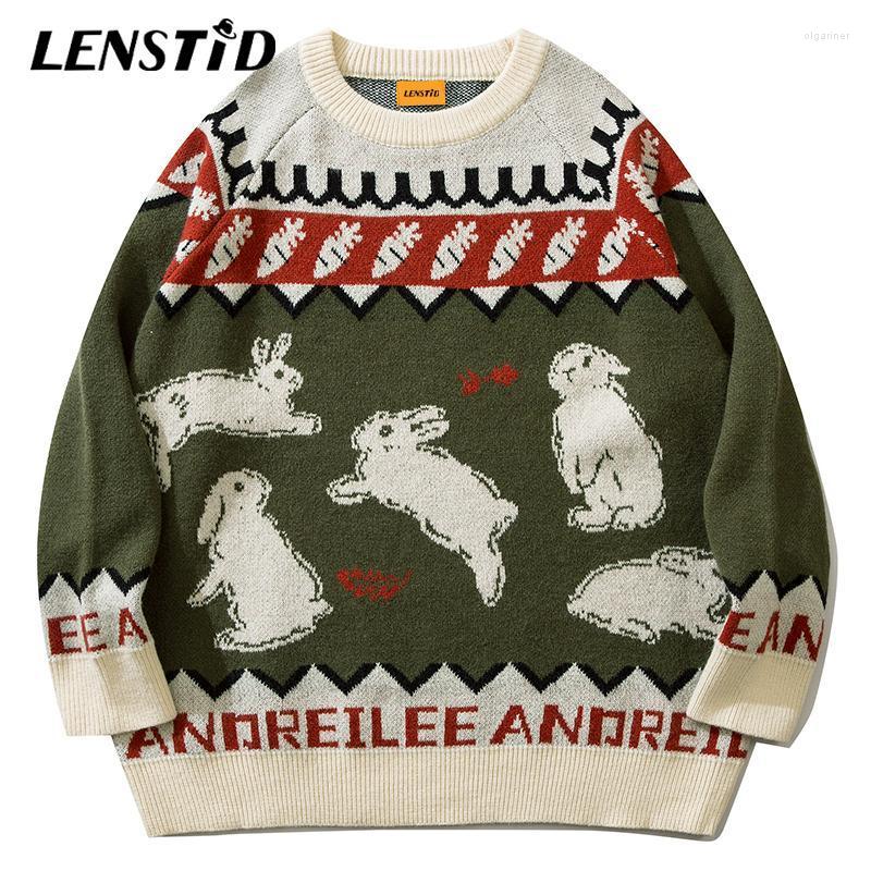 

Men' Sweaters Autumn Men Knitted Jumper Hip Hop Letter Graphic Streetwear Harajuku Loose Fashion Casual Male PulloversMen' Men'sMen' Olga, Green