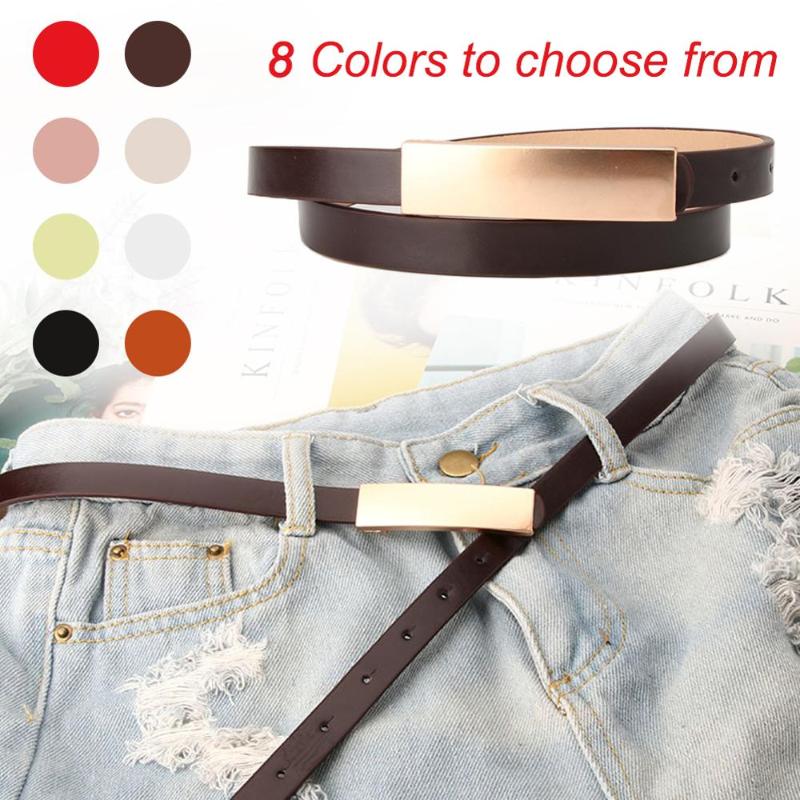 

Belts Simple Versatile Elegant Ladies Belt Material PU Leather Metal Button Waistband High Quality Female For Dress, White