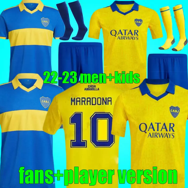 

22 23 Boca Juniors soccer Jersey fans player version Camiseta 2022 2023 VILLA SALVIO MEDINA VARELA Tercera Yellow Salvio Pavon football shirt Men kids kit uniform, Player 22 23 third