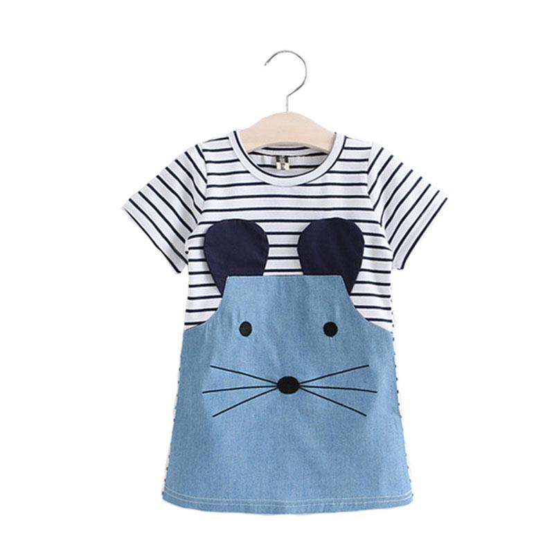 

Girl's Dresses Cartoon Mouse Kids For Girls Cotton Striped Girl Dress Cute Costume Princess Children Wedding ClothesGirl's, As picture