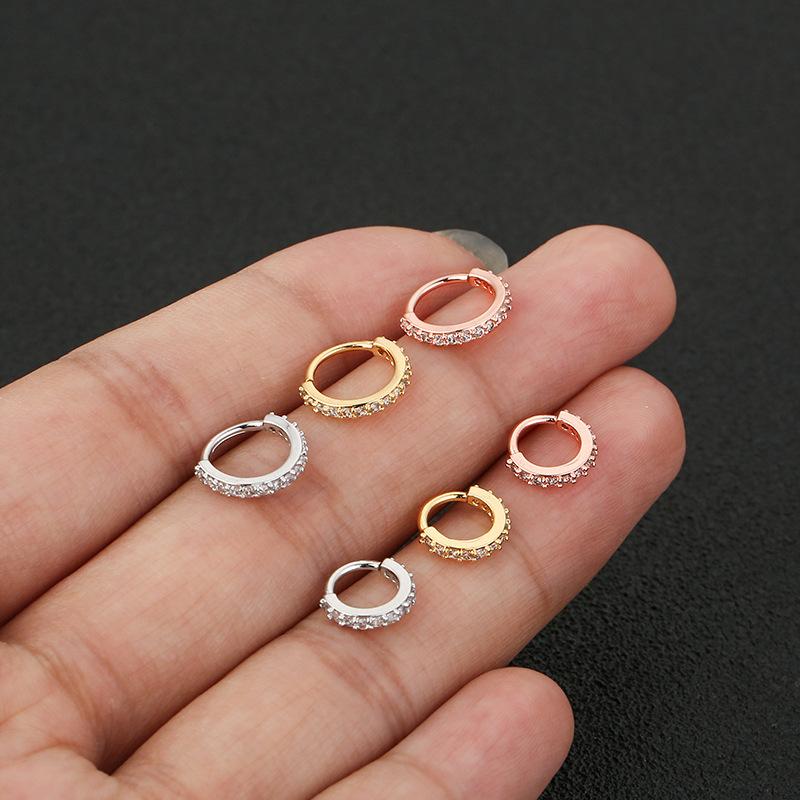 

Hoop & Huggie Piercing Jewelry Earrings Nose Rings Copper Inlaid Zircon Mini Cartilage Nails European And American AccessoriesHoop