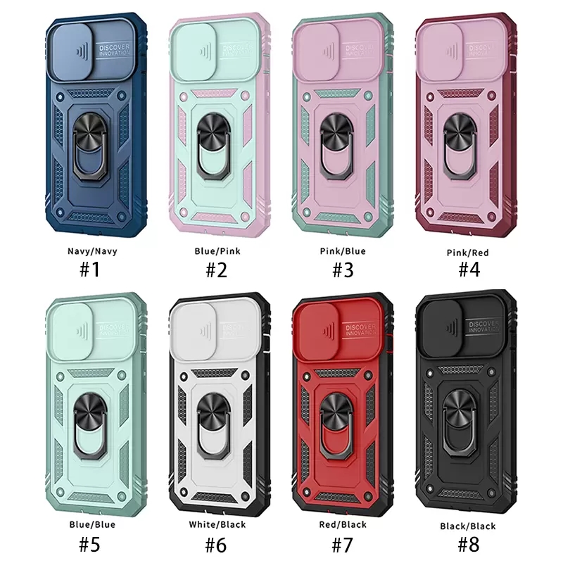 

Heavy Duty Multifunction Phone Cases For Iphone 14 13 12 11 Pro Max Kickstand Magnetic Car Mount XSMAX XR XS X 8 7 6 Plus Shockproof Slide Camera Protection Case, #8 black+black
