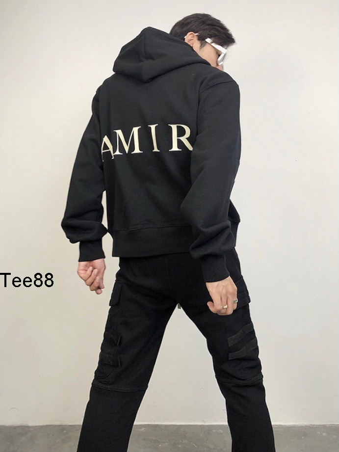 

Correct version amirs autumn and winter three-dimensional offset letter high street drawstring men' and women' Hooded Sweater, Black