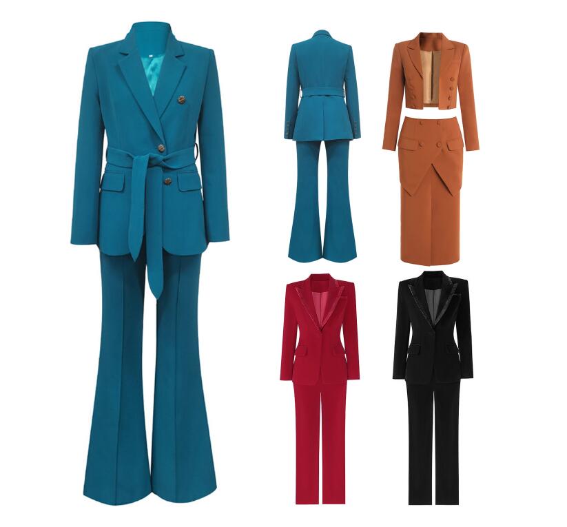 

Womens Two Pcs Pants Business Set Formal Suit Matched Suits Professional Clothing Crop Top Long Skirt Fashion Capable and Sprightly Design Styles Plus Size XL XXL 3, Customize