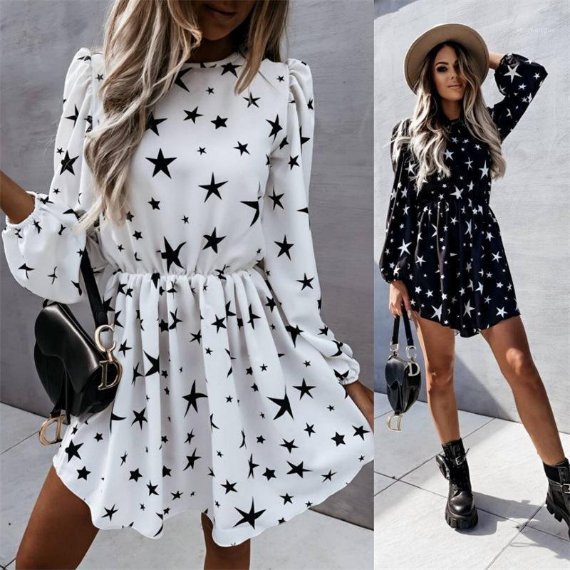 

Casual Dresses Free Shopping Long-sleeved Star 2022 Women Fashion Clothing White Dress Birthday Bracelet, Black