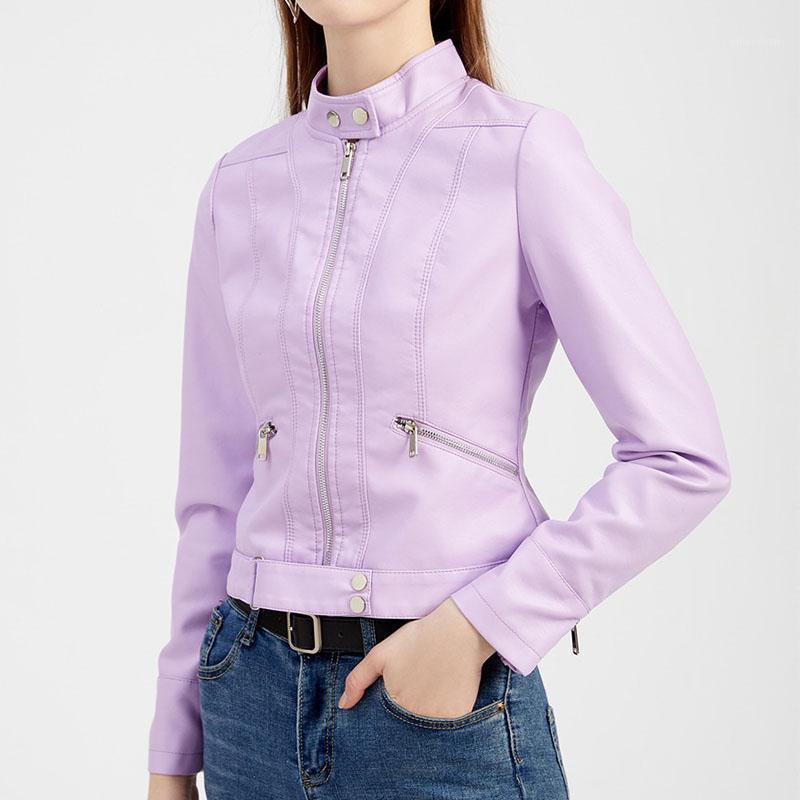 

Women's Leather & Faux 2022 Short Jacket Spring And Autumn Stand-up Collar Thin, Bk