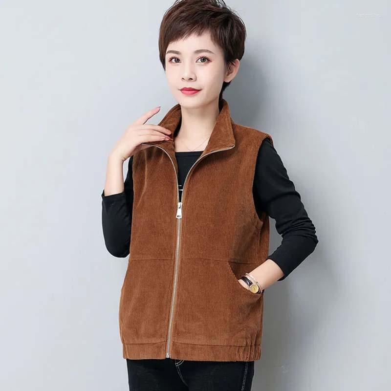 

Women's Vests Women's Women Vest Jacket 2022 Spring Autumn Plus Size Corduroy Colete Zipper Sleeveless Gilet Coat Solid Casual Female, Blue