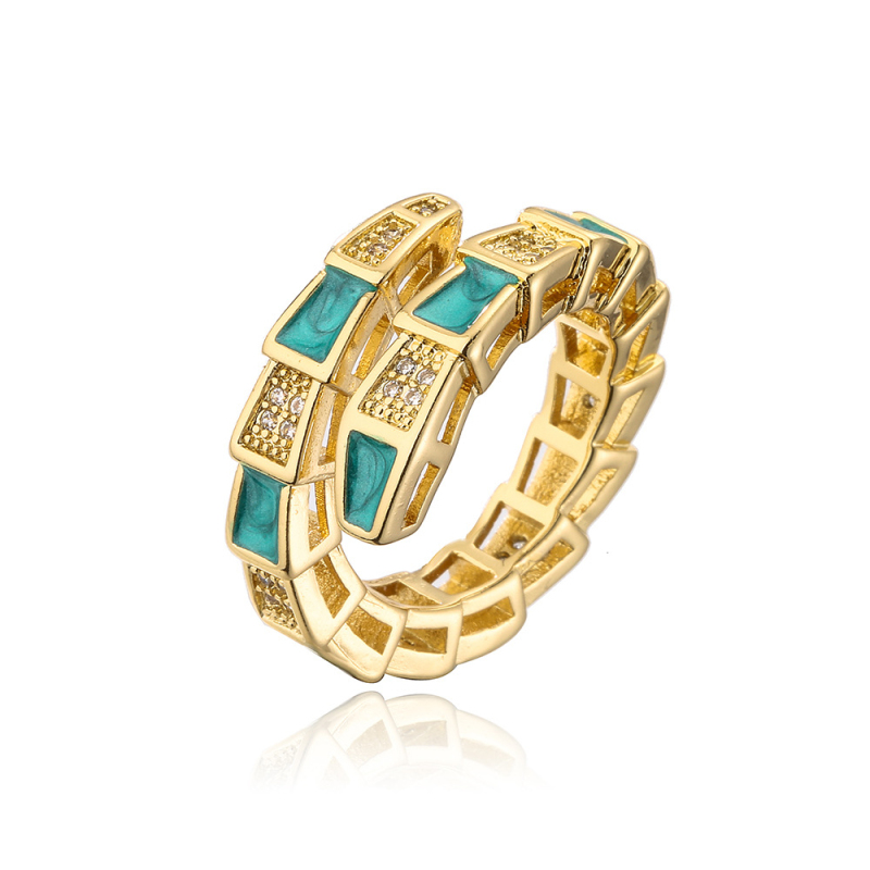 

Personality Design 4 Color Enameled Snake Shape Ring Gold Plated Bohemian Style Adjustable Rings Jewelry