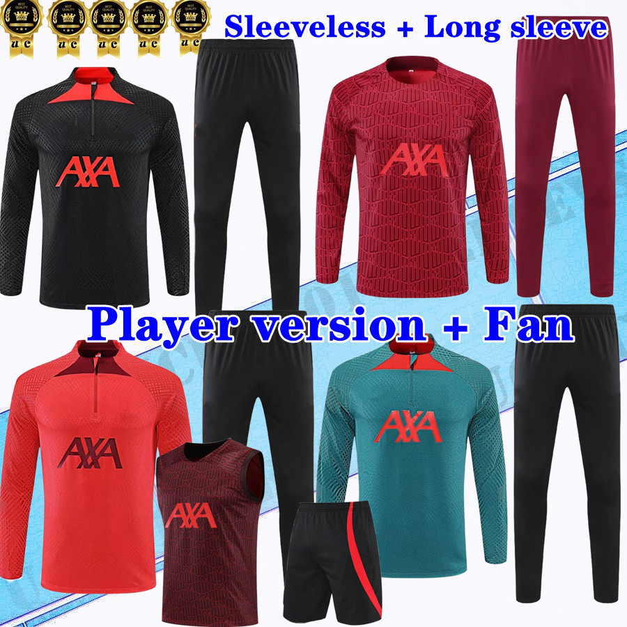 

Player version 22 23 adult tracksuit and kids kit Long sleeve soccer DIOGO ALEXANDER ARNOLD 2022 2023 Men kit football training suit set jacket, Black