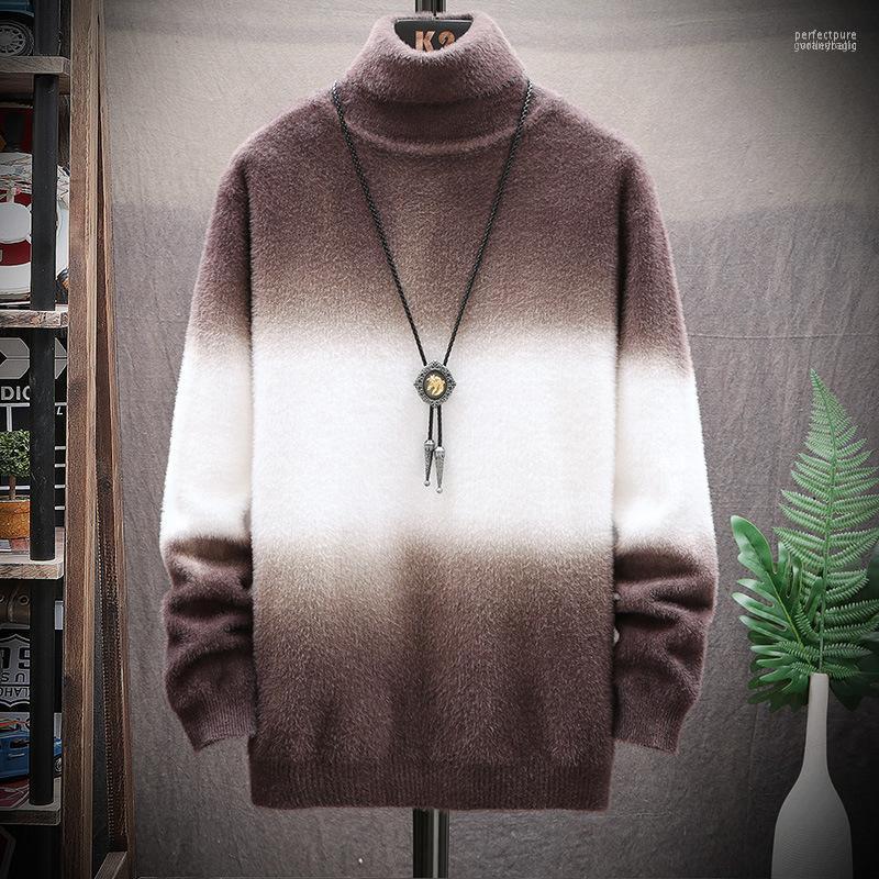 

Men's Sweaters Men Regular Loose Sweater High Neck Pullover Casual Color Matching Outside Wear C125 Perf22, Blue