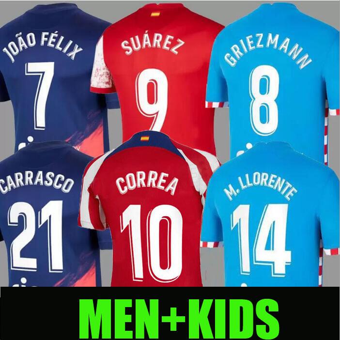 

21 22 23 JOÃO FÉLIX Soccer Jerseys home SUAREZ GRIEZMANN CUNHA 75th 2022 2023 M. Llorente CORREA KOKE Camiseta CARRASCO men adult kids kit Football Shirt Atletico Madrids, Away ucl