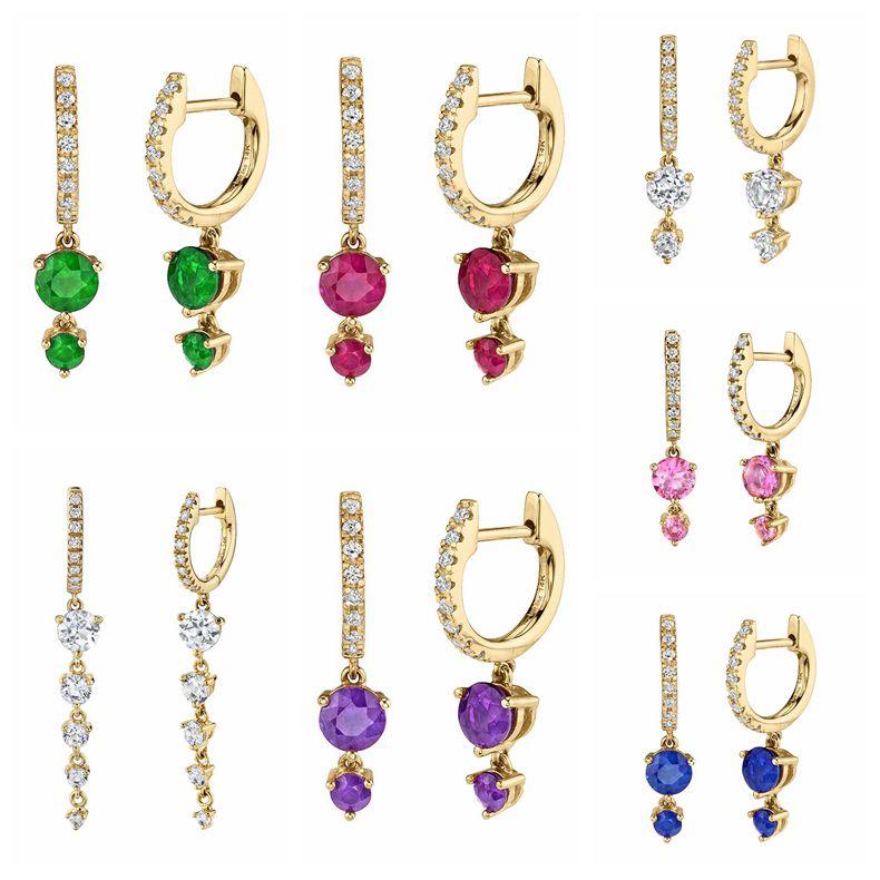 

Hoop & Huggie Sterling Silver Ear Buckle Crystal Hanging Earrings For Women Geometry Long Drop Wedding Party JewelryHoop