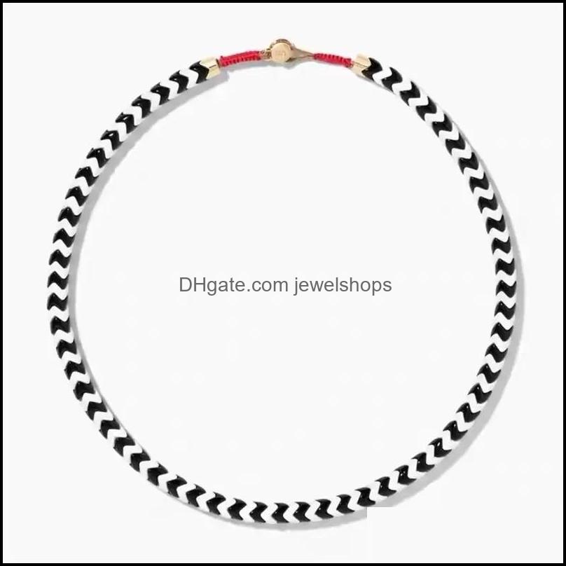 

Chains Ins Style Niche Simple Black And White Enamel Ripple Bead Necklace Fashion Sweet All-Match Jewelry Accessorie Jewelshops Dxo