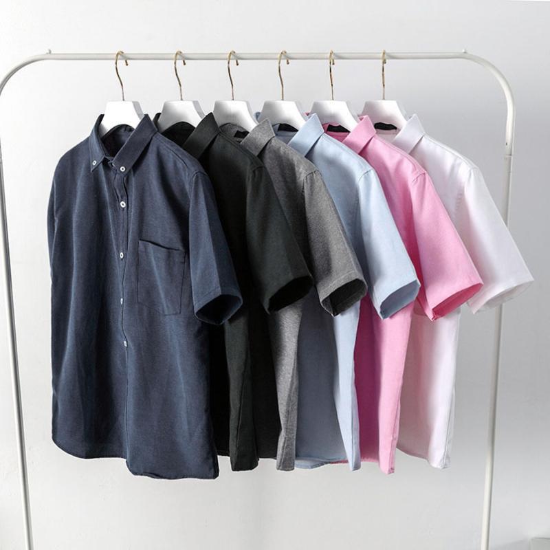 

Men's Dress Shirts Summer Oxford Shirt Men Short Sleeve With Pocket Business Casual Formal Breathable Soft Slim Fit Male Clothing 2022Men's, Black