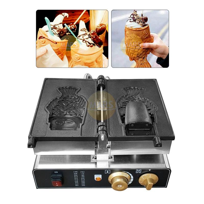 

Bread Makers Taiyaki Japanese Fish-Shaped Waffle Pan Maker Stainless Steel Ice Cream Machine Mini Fish Cone Cooking Iron Plates
