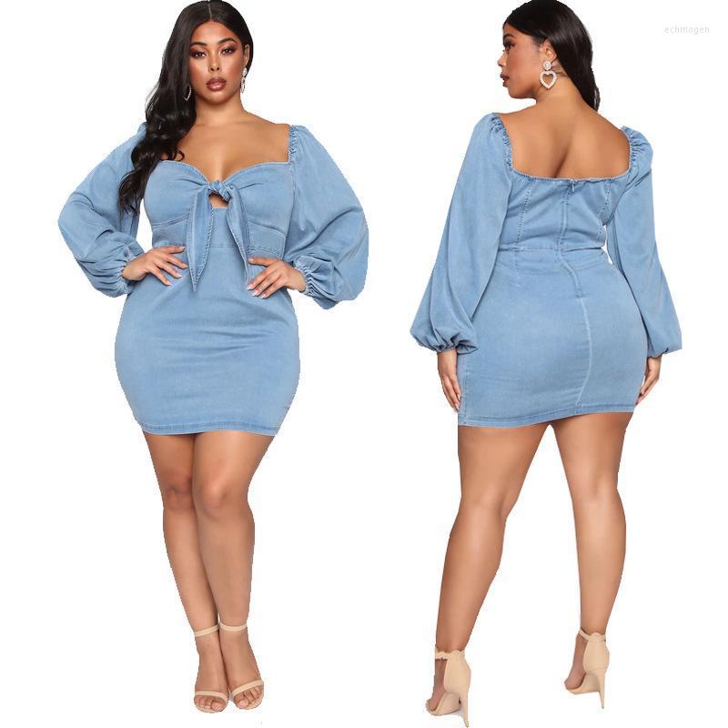 

Plus Size Dresses Vestidos Longo Denim For Women Clothing 2022 Bow Long Sleeve Maxi Dress Robe Longue Femme Roupas Femininas Echm22, Light blue dress