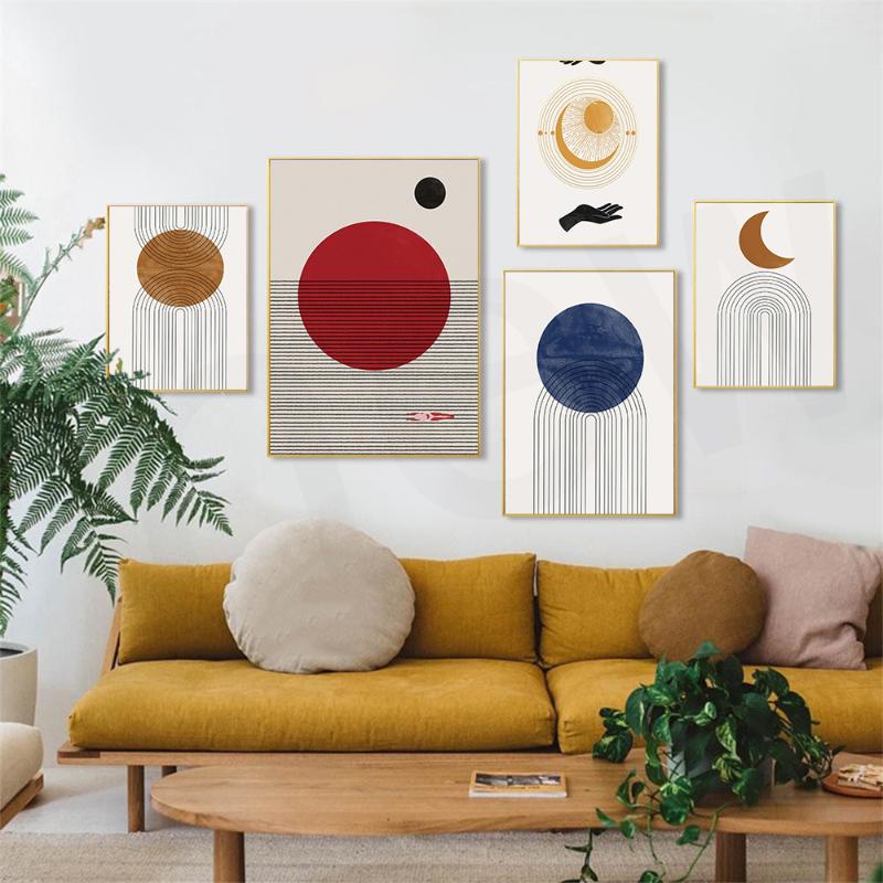 

Paintings Boho Blue Golden Sun Moon Wall Art Canvas Painting Abstract Swimming Magic Touch Posters Print Pictures Bedroom Nordic Decor