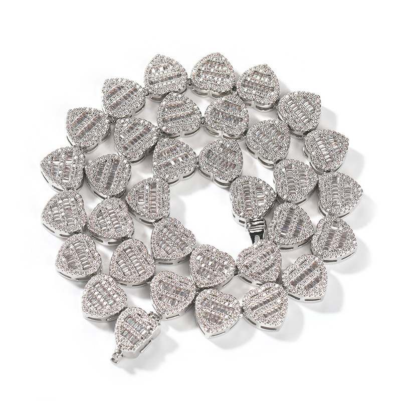 

Iced Out Tennis Chain 12mm Prong Micro Pave Cuban Link Chain Necklace For Men Women Love Heart Chains Wedding Jewelry Gift