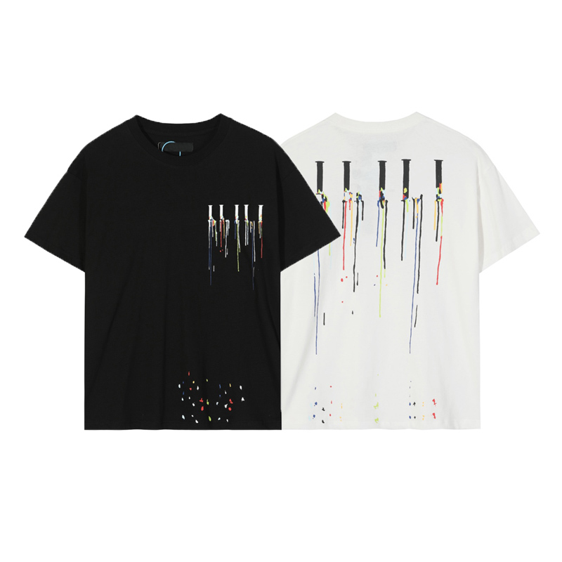 

22ss Oversize Colorful Painted Print Tee Skateboard Spring Summer Painting High Street Art Tshirt Men Women Short Sleeve Casual Hip Hop T Shirt, Black