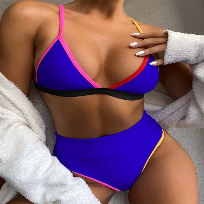 Top 2020 Sports Bikini définit les plis de maillot de bain Sexe Sexy High Bikini Split Split Léopard Solide Solid Solid Solid 292y