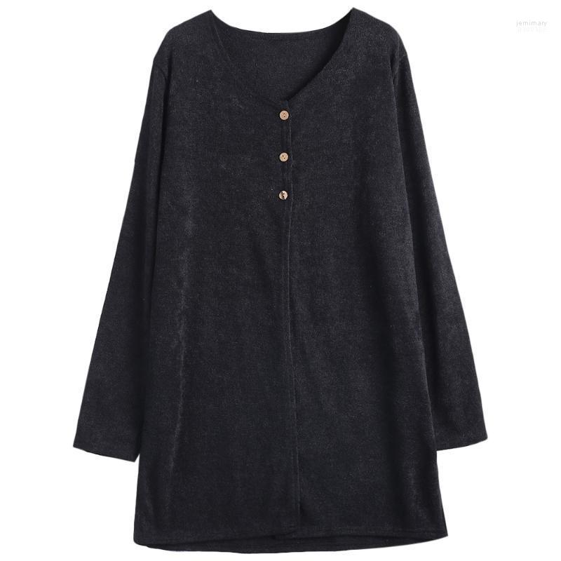 

Women's Sweaters Women Plus Size Casual Long Sleeve Knitted Cardigan Autumn Winter Loose Solid Sweater Jacket Knit Pull Femme Jemi22, Black
