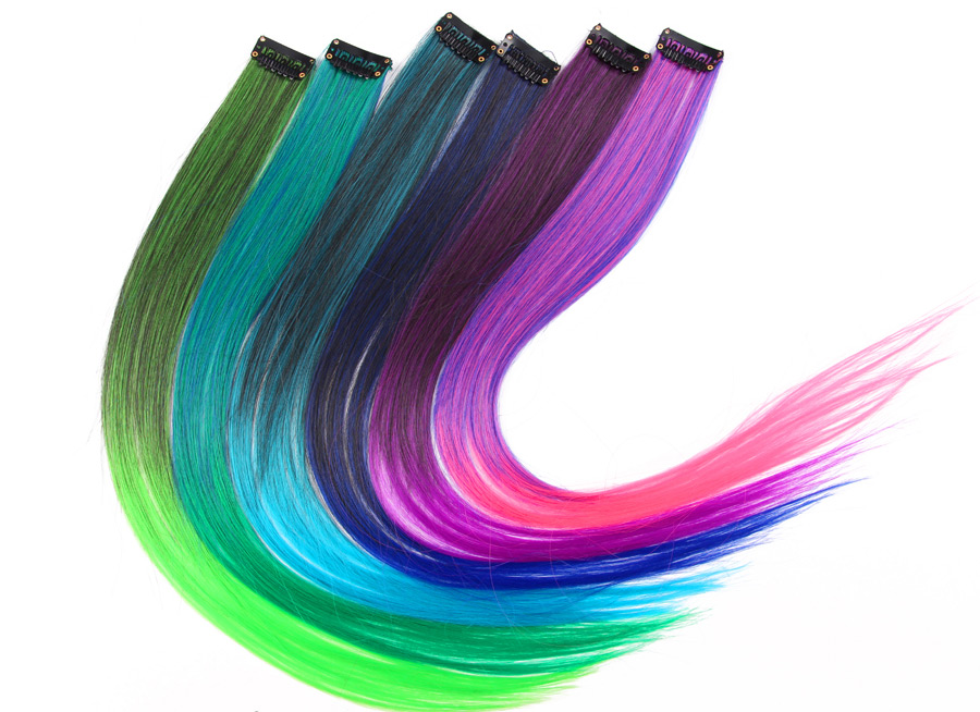 Hair Extension Clip-In Synthetic Clips 57Colors Straight Hairs Extensions Fiber Make Up Tools Whoesale Beauty Tools-image-762661100