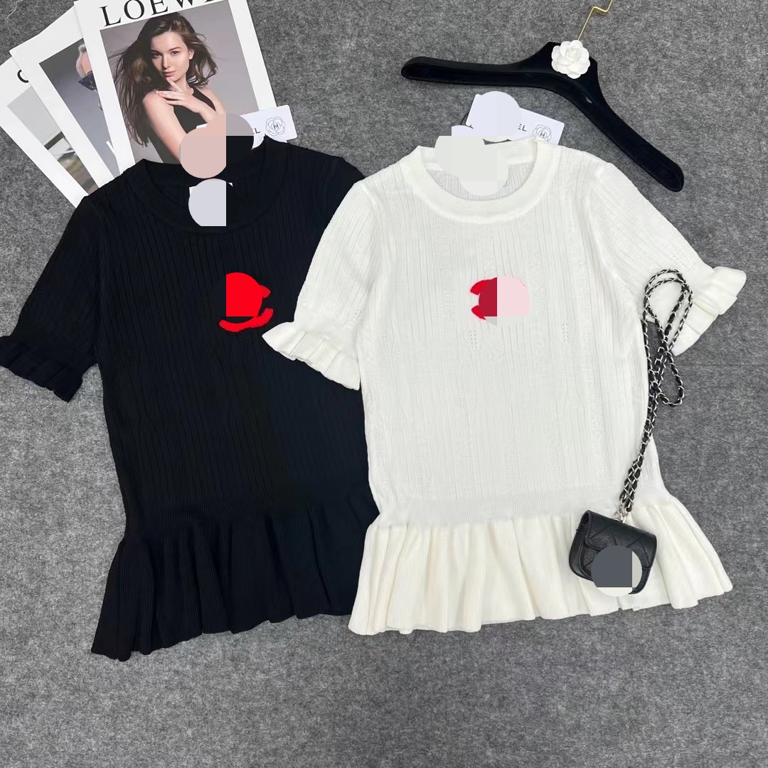 

703 2022 Milan Runway Summer Brand Same Style Sweater Sleeveless Crew Neck White Black Pullover High Quality Womens Qian