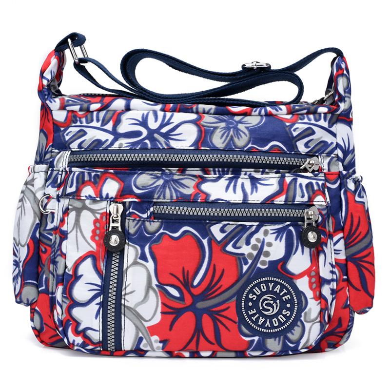 

Evening Bags Brand High Quality Flowers Shoulder Rural Style Waterproof Nylon Messenger Large Capacity Lady's Cloth Crossbody BagEvening, Black