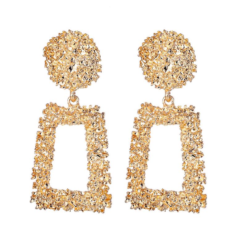 

Dangle & Chandelier Vintage Geometric Earrings For Women Statement Earring Jewelry Carved Metal Gold Color Earing Fashion Trendy Gift