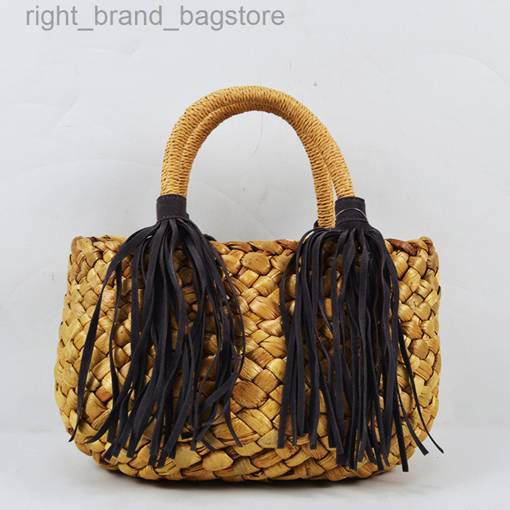 

Handbags Summer Tassel Beach Basket Bag Bohemian Woven Straw Bags for Women 2022 Designer Bag Small Rattan Tote Purses Clutch W220813, Gray