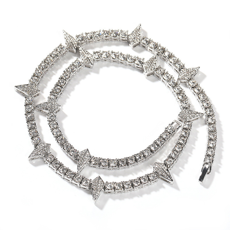 

Hip Hop Iced Out Chain Tennis Necklace Luminous Oil Drop Necklace Alloy Nightclub Trendy Accessories Jewelry