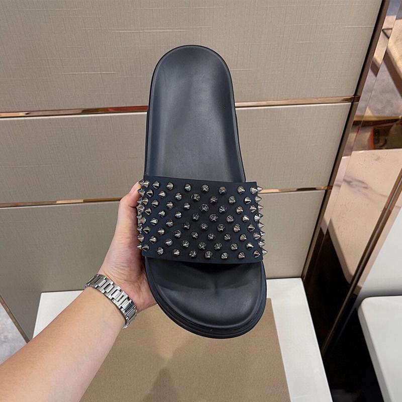 

2022 With Box men slippers designer slides sandals mens flip flops shoes spikes house outdoor beach slide slipper size 38-46, Item #10