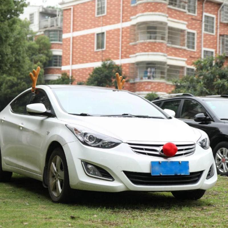

Interior Decorations Reindeer Decoration Car Vehicle Nose Horn Costume Set Antlers Ornaments Elk Red Christmas Rudolph B5A0Interior
