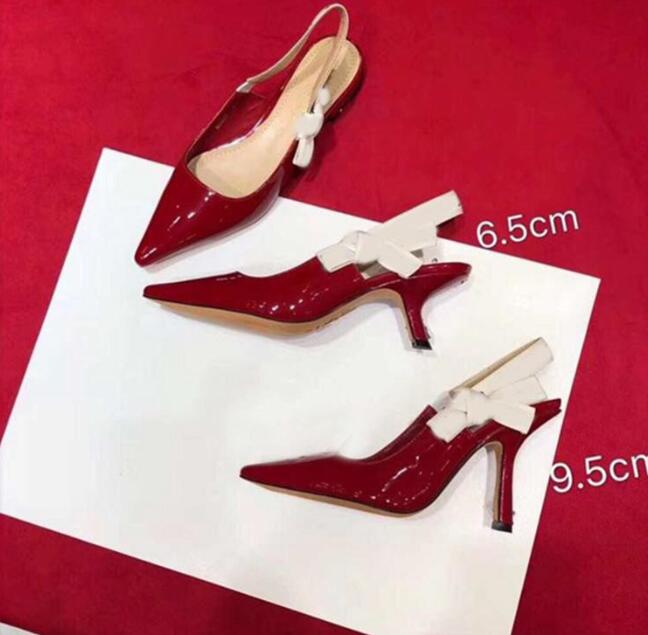 les chaussures de robe de relin du printemps et d'automne femme tricot en cuir mat brevet plat 6.5 9,5 cm talons de bande élastique pompes