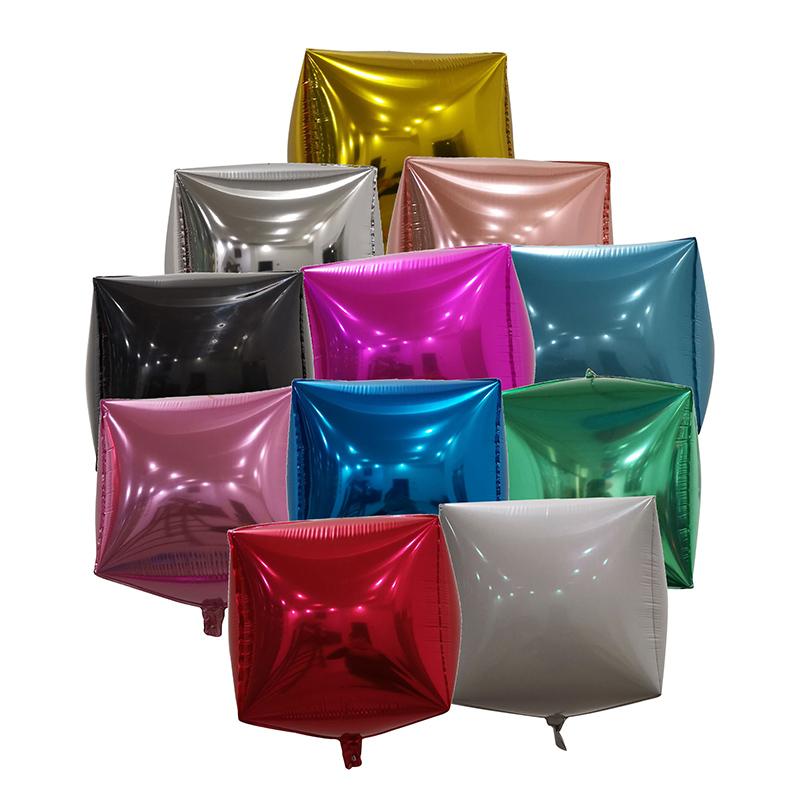 

Party Decoration 24" Inch Balon 4D Square Cube Shape Foil Helium Balloons For Happy Birthday Wedding Background Decorations