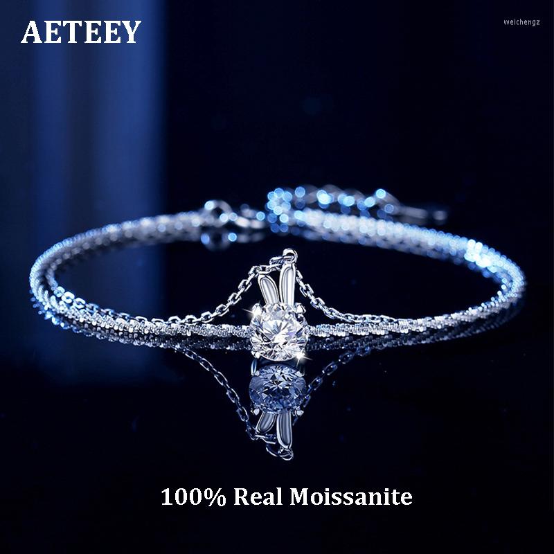 

Charm Bracelets Real 1 D Color Moissanite Bracelet Cute Jade Design 925 Sterling Silver Fine Jewelry Gift For Women BR018Charm CharmCharm