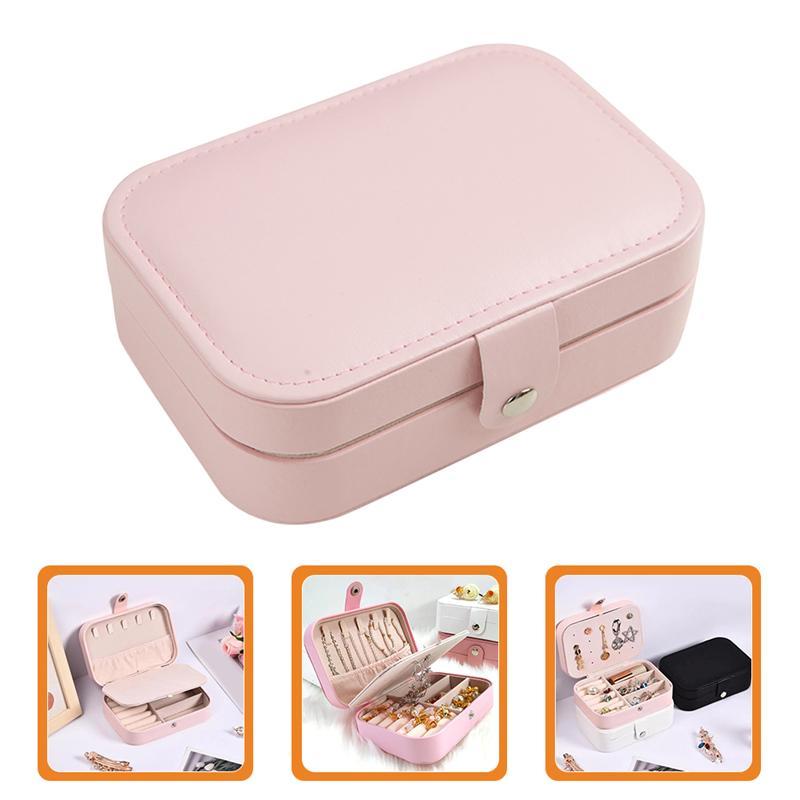 

Storage Boxes & Bins PU Leather Portable Jewelry Box Display For Rings Earrings Necklaces Bracelets, White